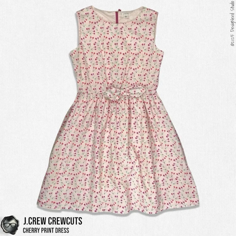 J.CREW CREWCUTS GIRLS’ CHERRY-PRINT DRESS SIZE 16 XXL IN PINK